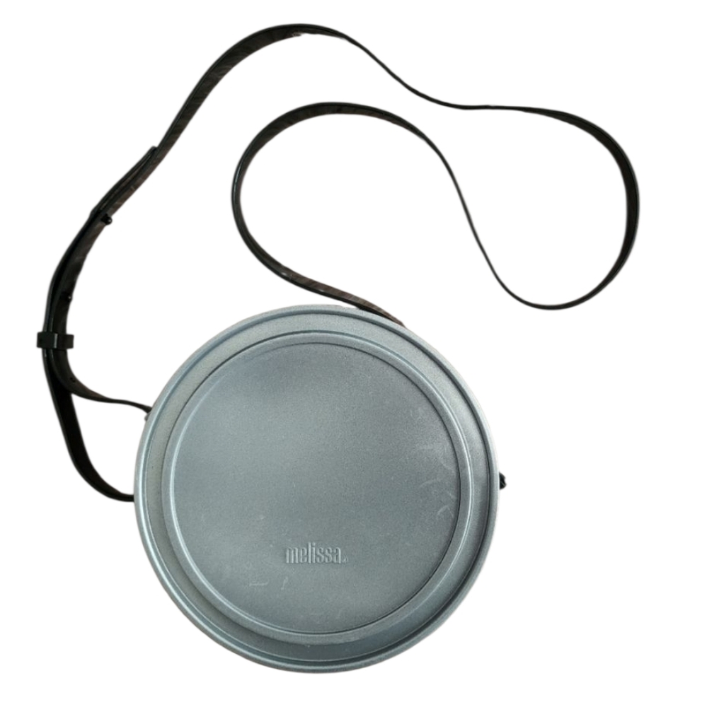 Melissa Silver PVC Round Tin Can Lata Crossbody Bag